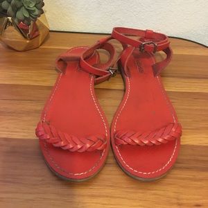 Madewell Red Leather Strap Sandals 7.5